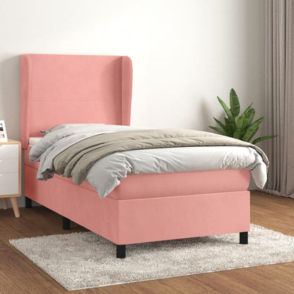 Box Spring Postel S Matrací Samet Růžová