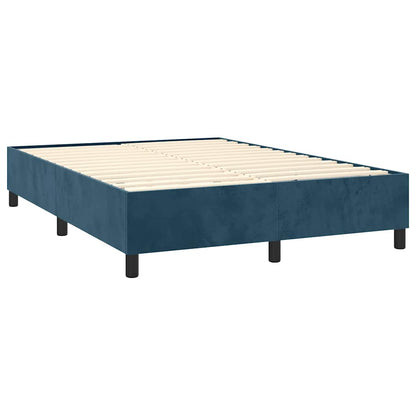 Box Spring Postel S Matrací Tmavě Modrá Samet Tmavě Moddrá