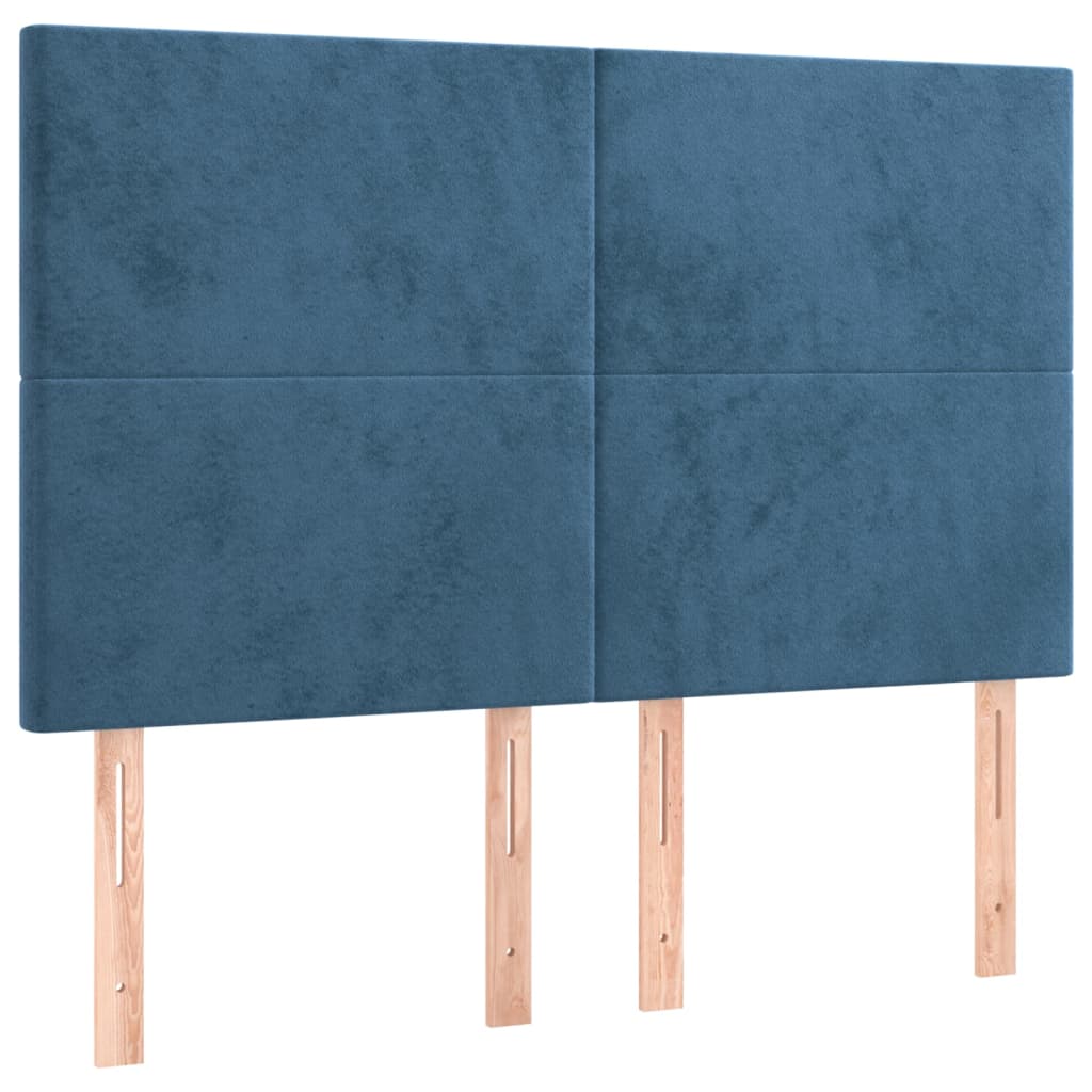 Box Spring Postel S Matrací Tmavě Modrá Samet Tmavě Moddrá