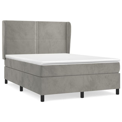 Box Spring Postel S Matrací Samet Světle Šedá