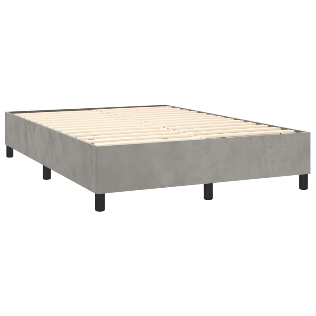 Box Spring Postel S Matrací Samet Světle Šedá