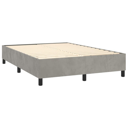 Box Spring Postel S Matrací Samet Světle Šedá