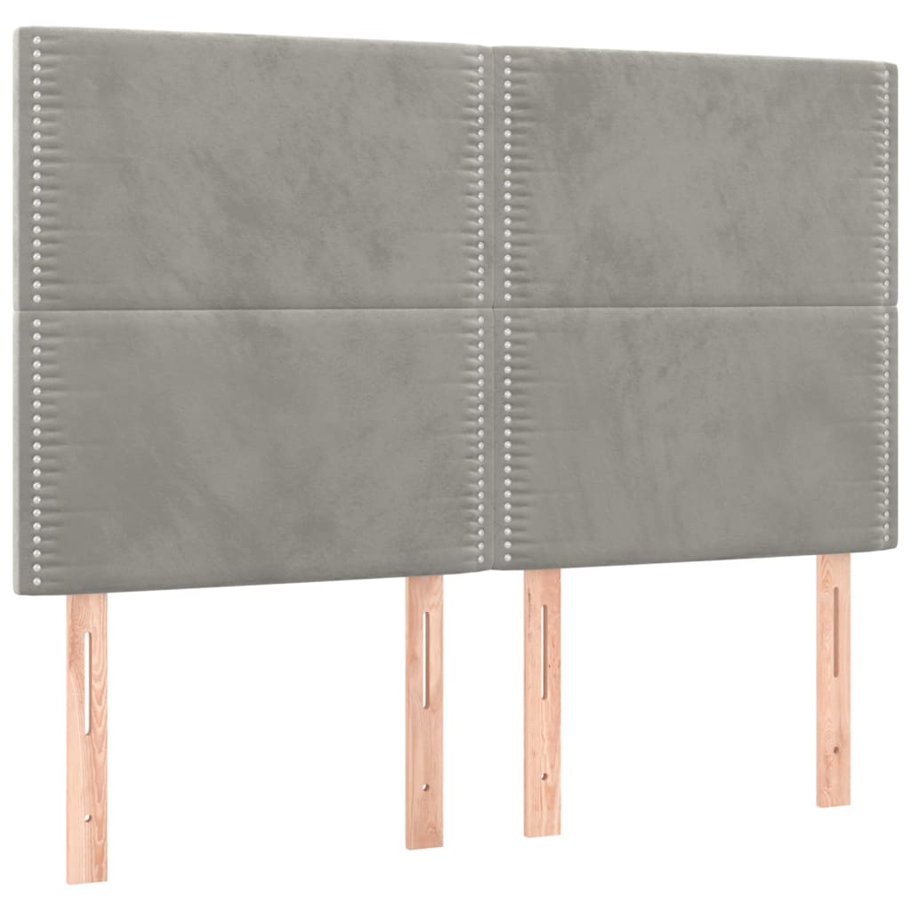 Box Spring Postel S Matrací Samet Světle Šedá