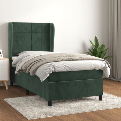 Box Spring Postel S Matrací Samet Tmavě Zelená