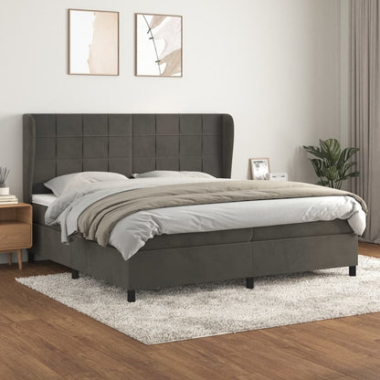 Box Spring Postel S Matrací Samet Tmavě Šedá