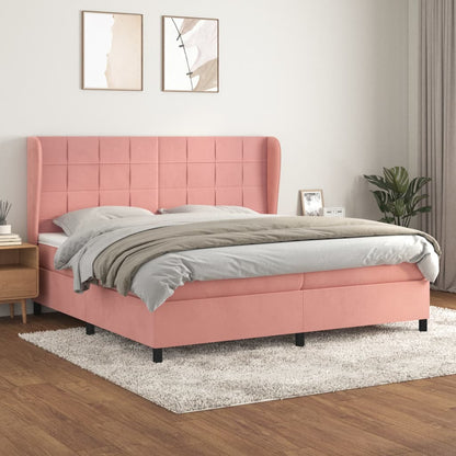 Box Spring Postel S Matrací Samet Růžová
