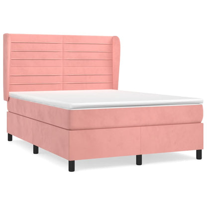 Box Spring Postel S Matrací Samet Růžová