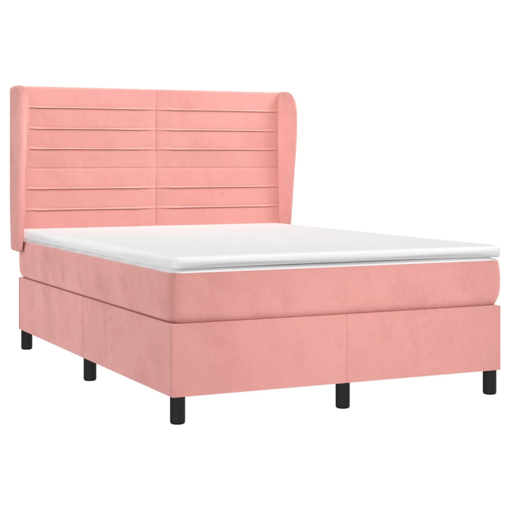 Box Spring Postel S Matrací Samet Růžová