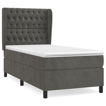 Box Spring Postel S Matrací Samet Tmavě Šedá