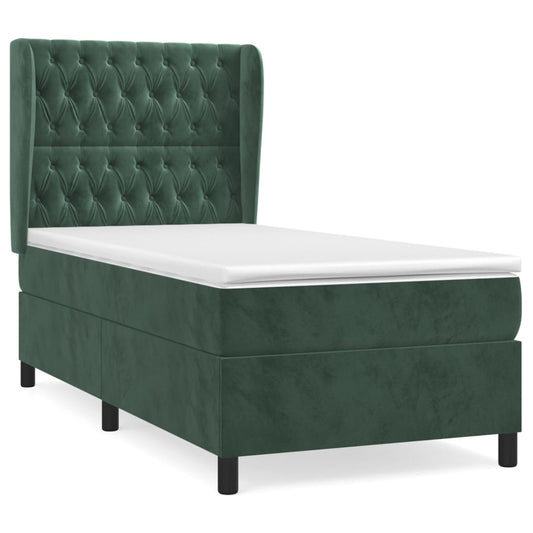Box Spring Postel S Matrací Samet Tmavě Zelená