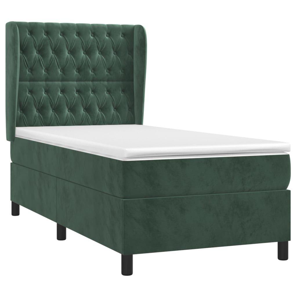 Box Spring Postel S Matrací Samet Tmavě Zelená