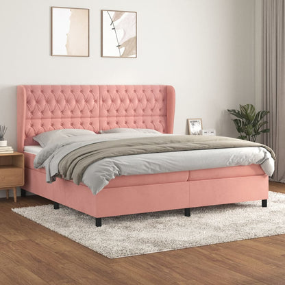 Box Spring Postel S Matrací Samet Růžová