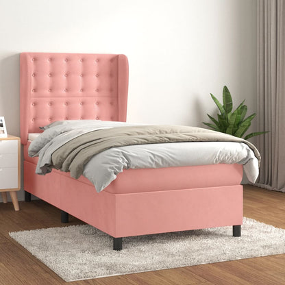 Box Spring Postel S Matrací Samet Růžová