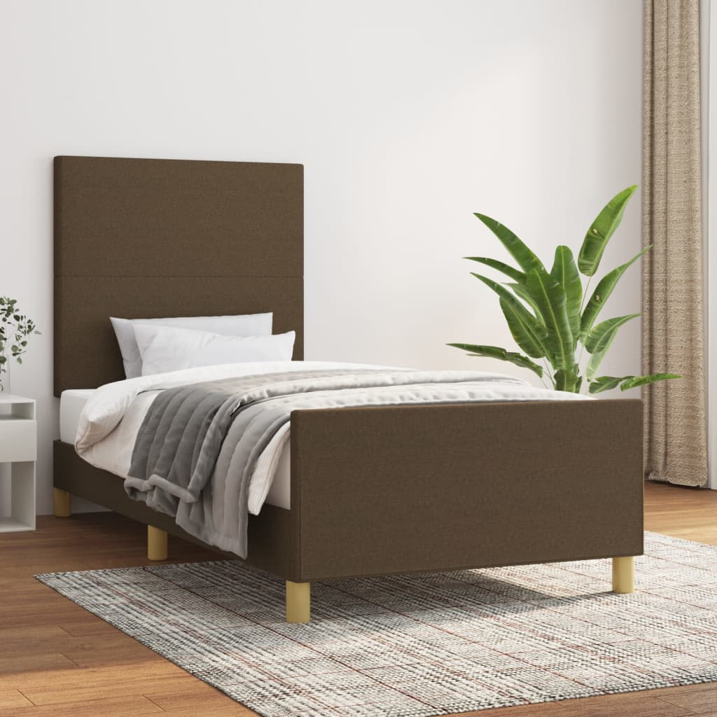 Rám Postele Bez Matrace Tmavě Hnědá 90 X 190 Cm Textil