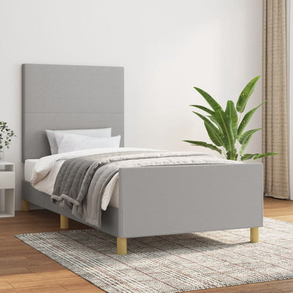 Rám Postele Bez Matrace Světle Šedý Textil Světle Šedá
