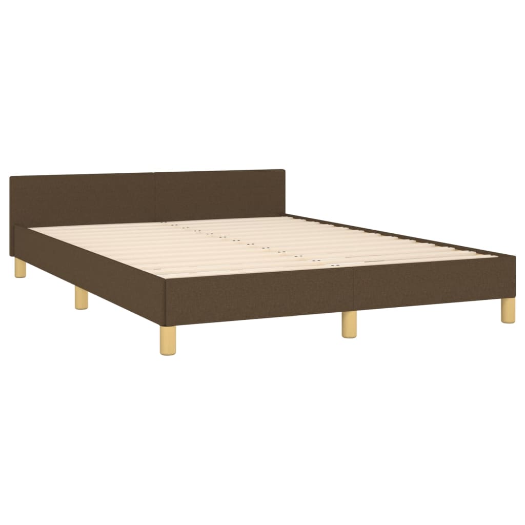 Rám Postele Bez Matrace Tmavě Hnědý 140 X 190 Cm Textil