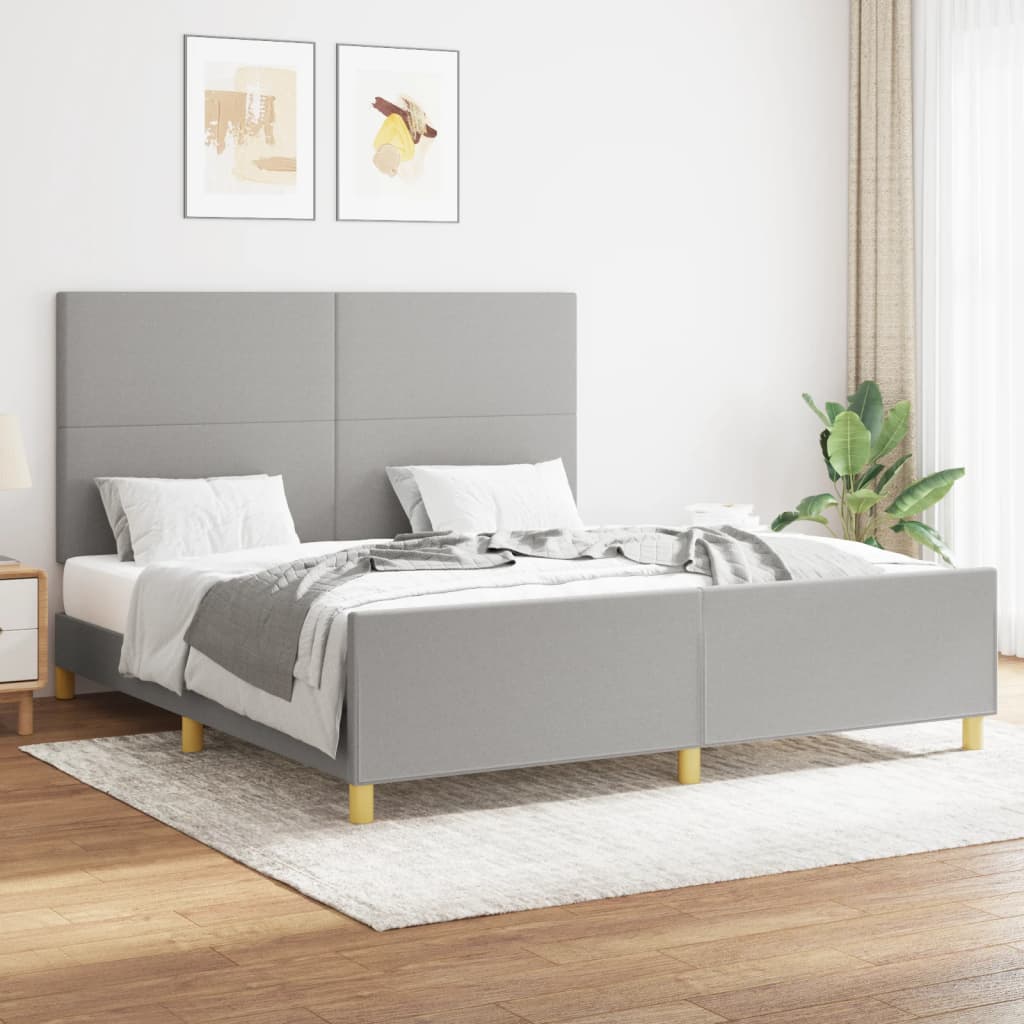 Rám Postele Bez Matrace Světle Šedý Textil Světle Šedá