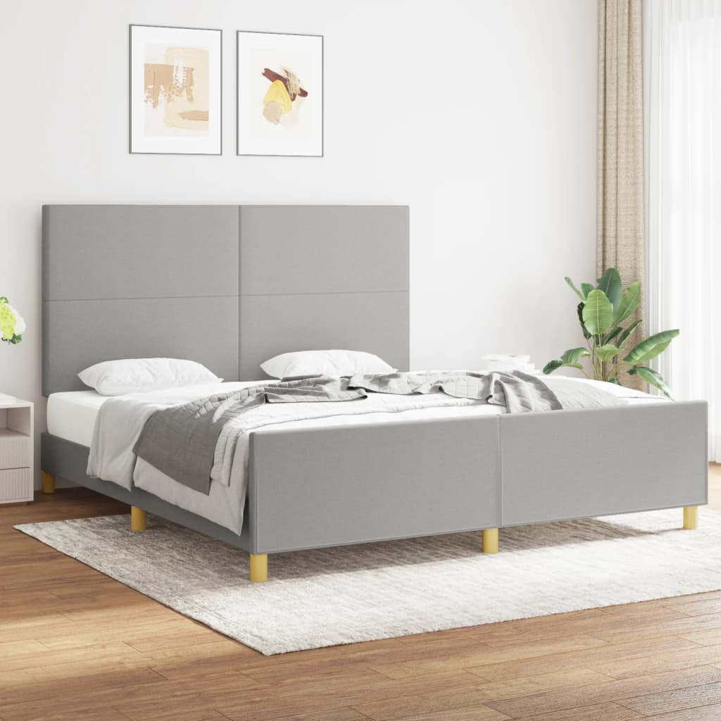 Rám Postele Bez Matrace Světle Šedý Textil Světle Šedá