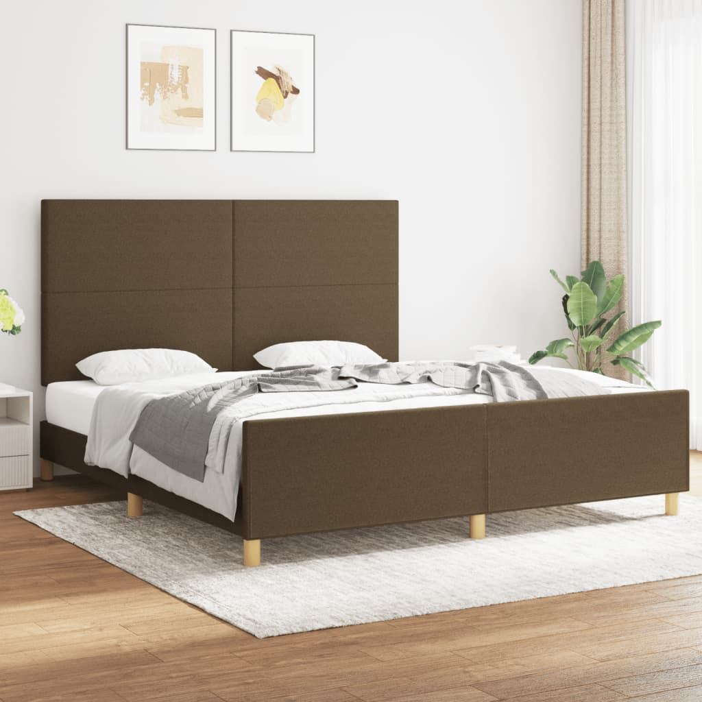 Rám Postele Bez Matrace Tmavě Hnědý 180 X 200 Cm Textil