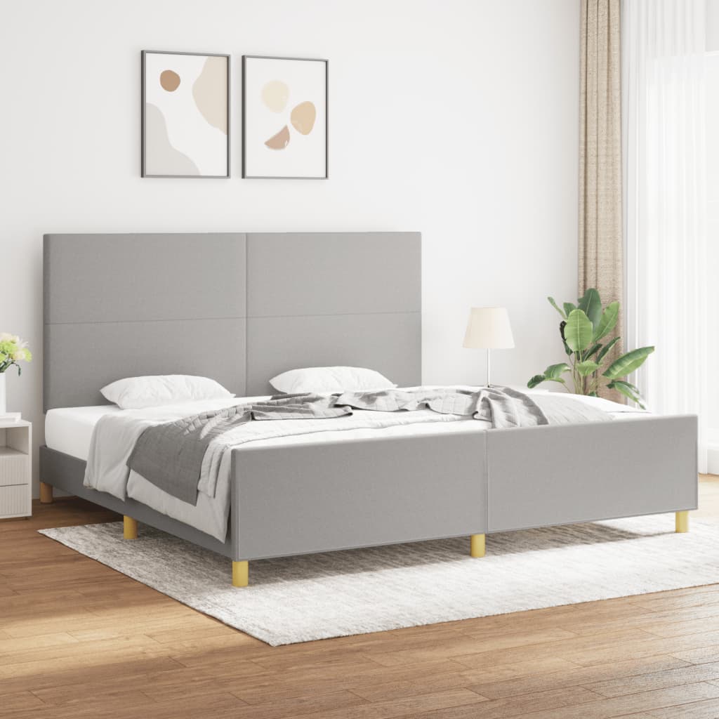 Rám Postele Bez Matrace Světle Šedý Textil Světle Šedá