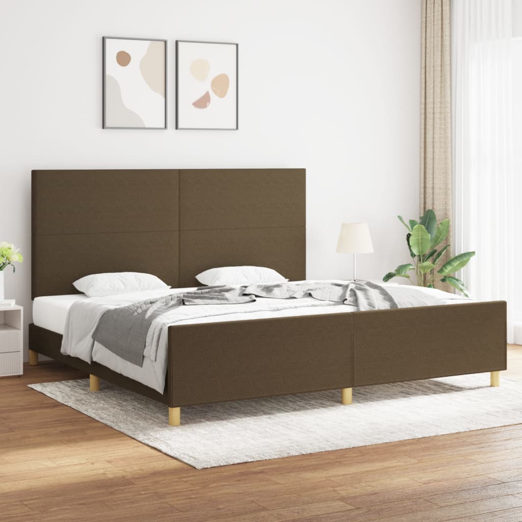 Rám Postele Bez Matrace Tmavě Hnědý 200 X 200 Cm Textil