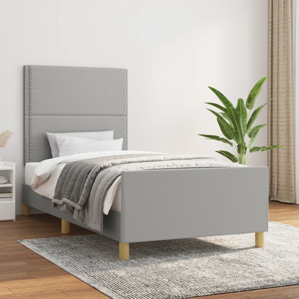 Rám Postele Bez Matrace Světle Šedý Textil Světle Šedá