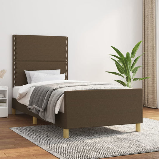 Rám Postele Bez Matrace Textil Tmavě Hnědá