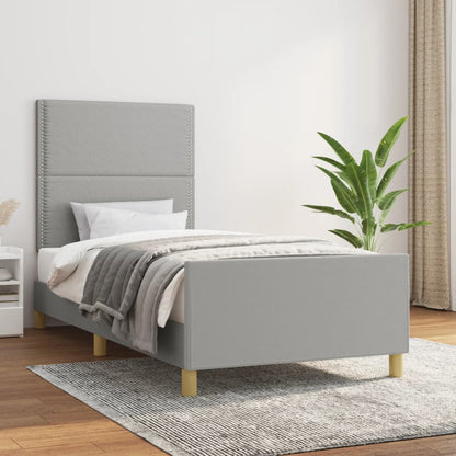 Rám Postele Bez Matrace Světle Šedý Textil Světle Šedá