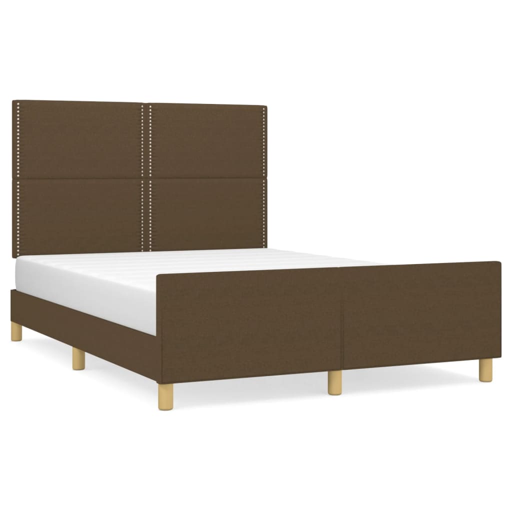 Rám Postele Bez Matrace Tmavě Hnědý 140 X 190 Cm Textil