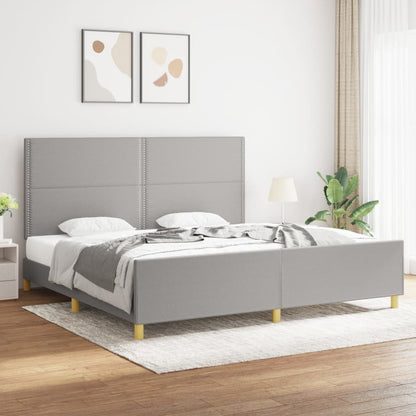 Rám Postele Bez Matrace Světle Šedý Textil Světle Šedá