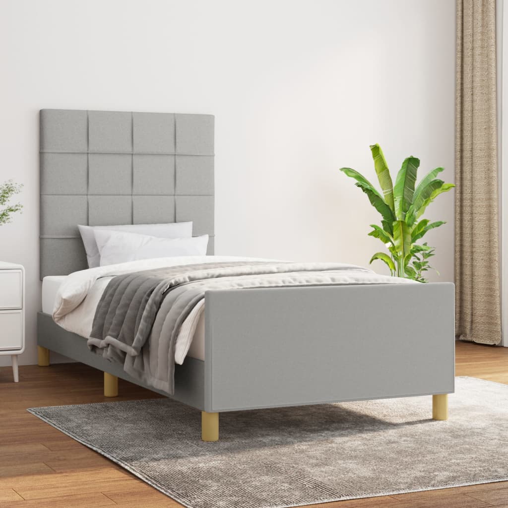 Rám Postele Bez Matrace Světle Šedý Textil Světle Šedá