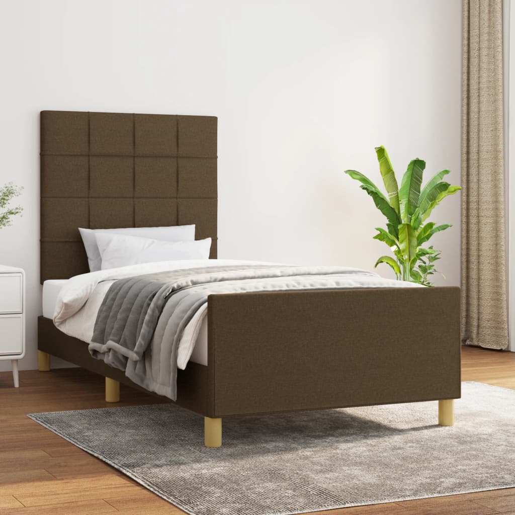 Rám Postele Bez Matrace Tmavě Hnědá 90 X 190 Cm Textil