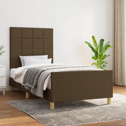Rám Postele Bez Matrace Tmavě Hnědá 90 X 190 Cm Textil