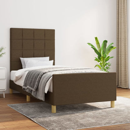 Rám Postele Bez Matrace Tmavě Hnědý 90 X 200 Cm Textil