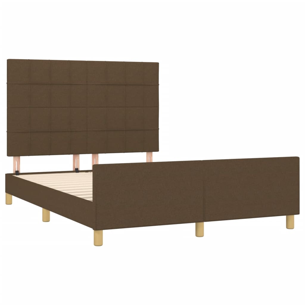Rám Postele Bez Matrace Tmavě Hnědý 140 X 190 Cm Textil
