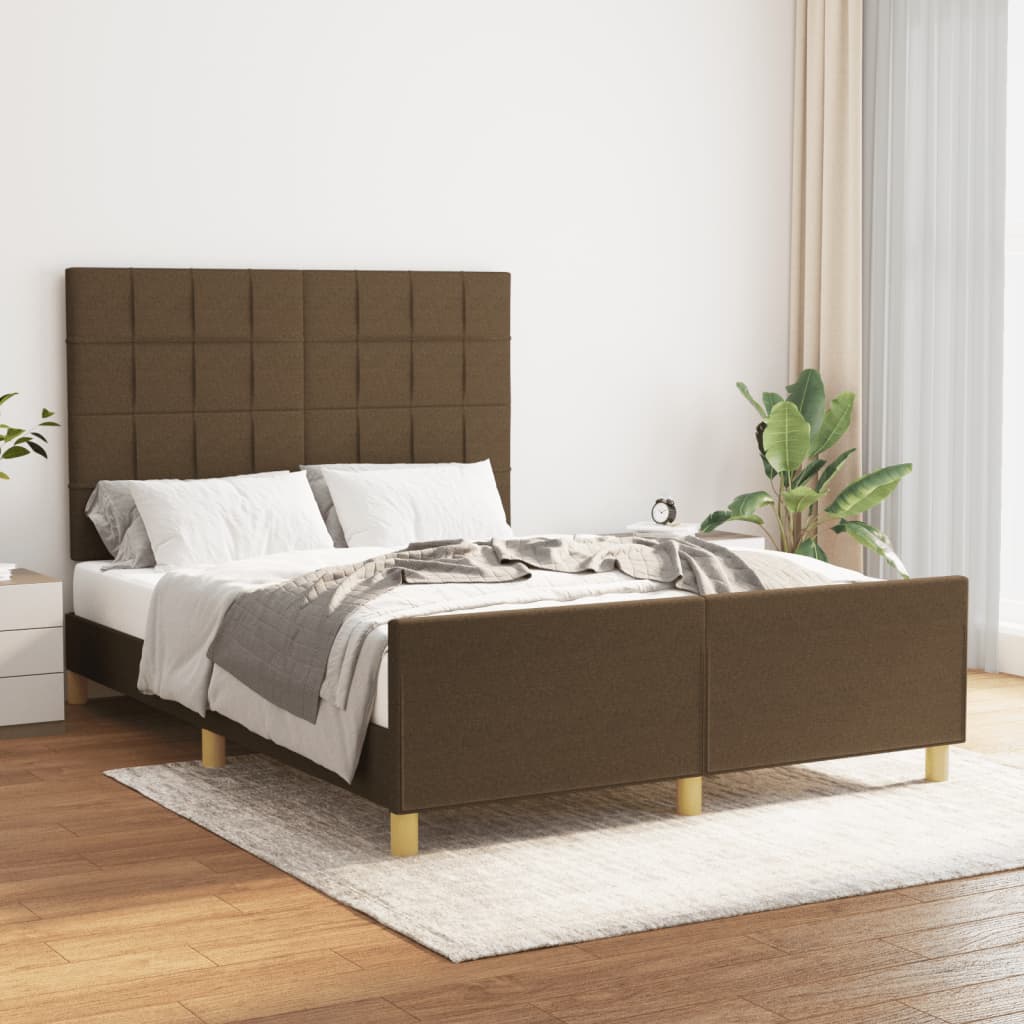 Rám Postele Bez Matrace Tmavě Hnědý 140 X 190 Cm Textil
