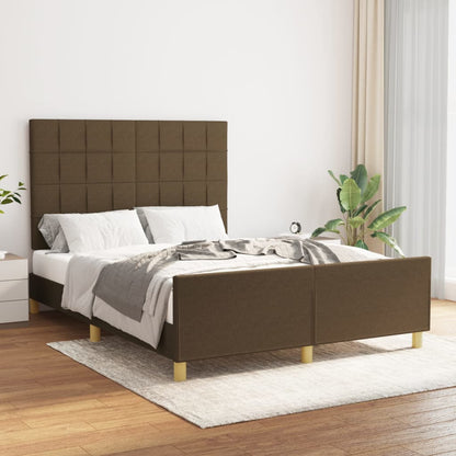 Rám Postele Bez Matrace Tmavě Hnědý 140 X 200 Cm Textil