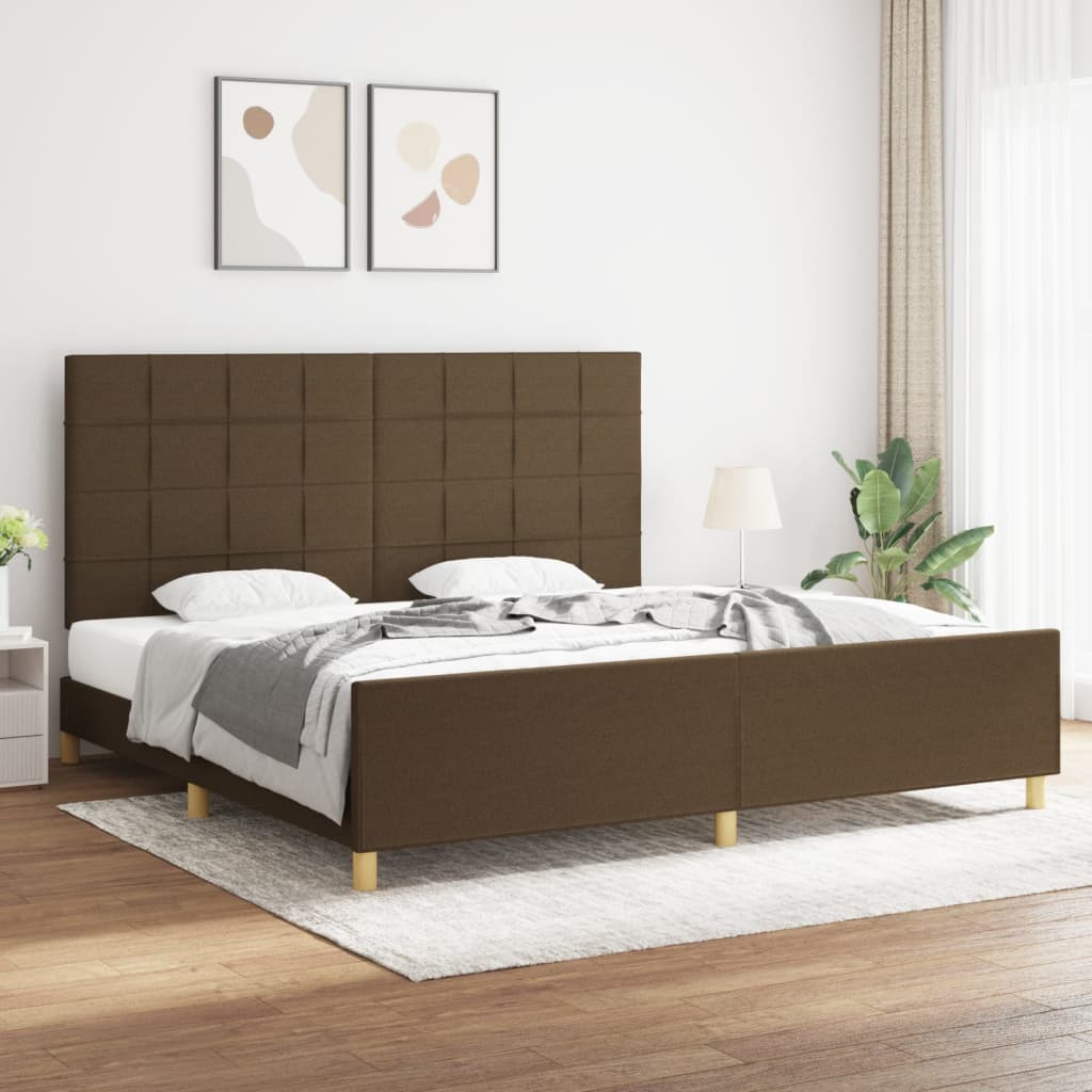 Rám Postele Bez Matrace Tmavě Hnědý 200 X 200 Cm Textil