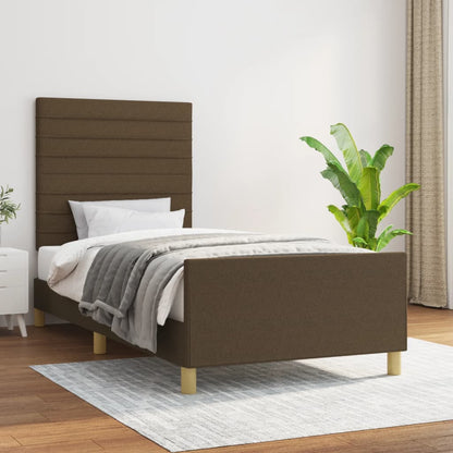 Rám Postele Bez Matrace Tmavě Hnědá 90 X 190 Cm Textil