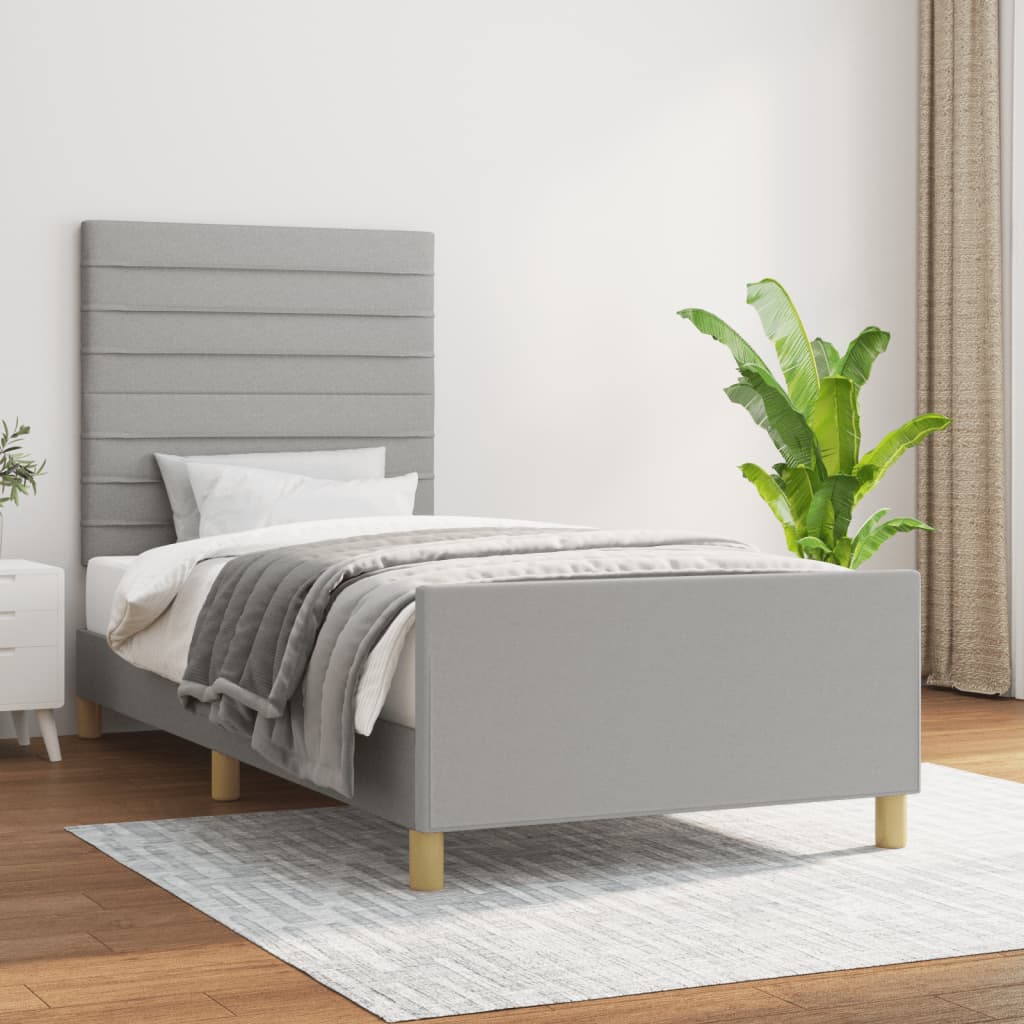 Rám Postele Bez Matrace Světle Šedý Textil Světle Šedá