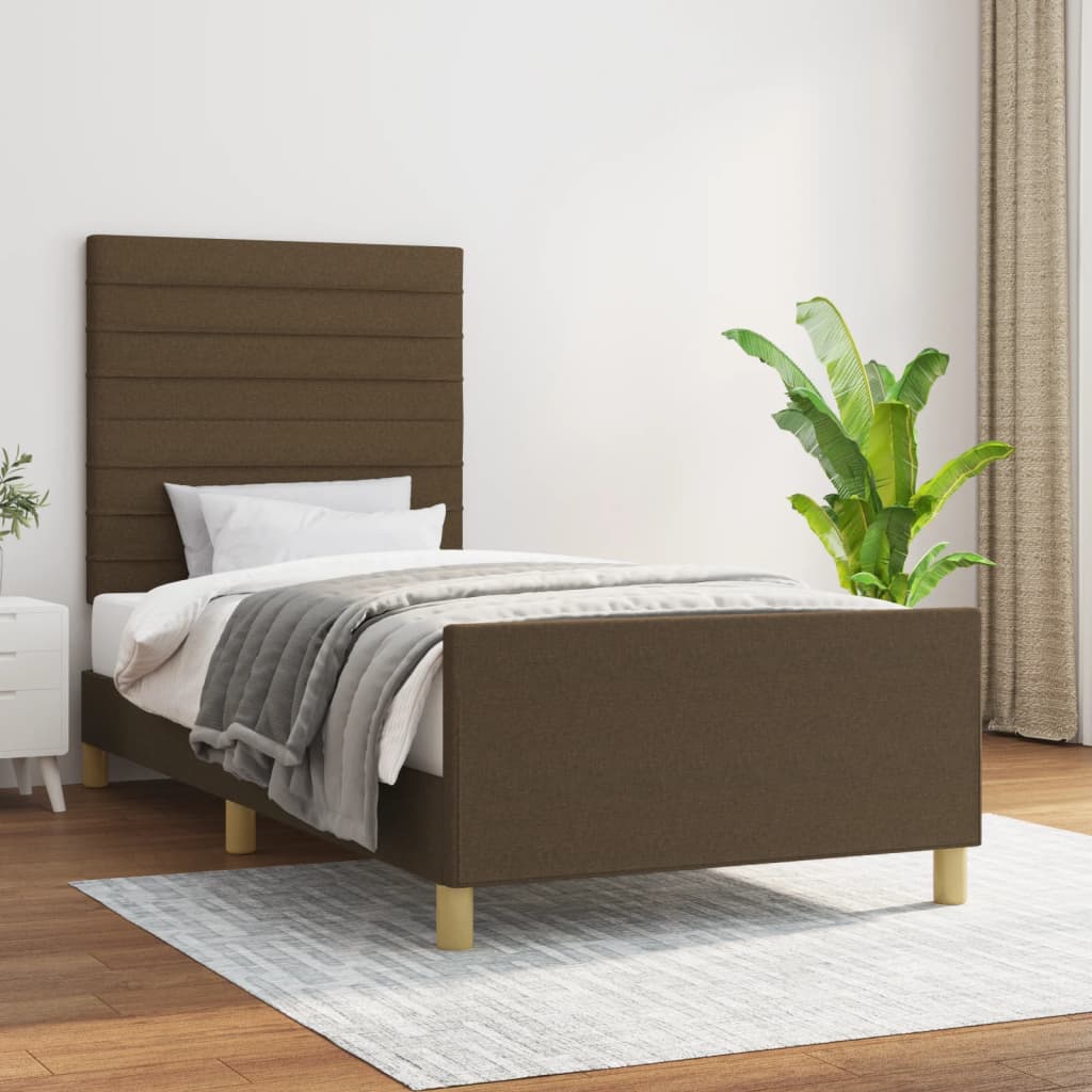 Rám Postele Bez Matrace Tmavě Hnědá 100 X 200 Cm Textil