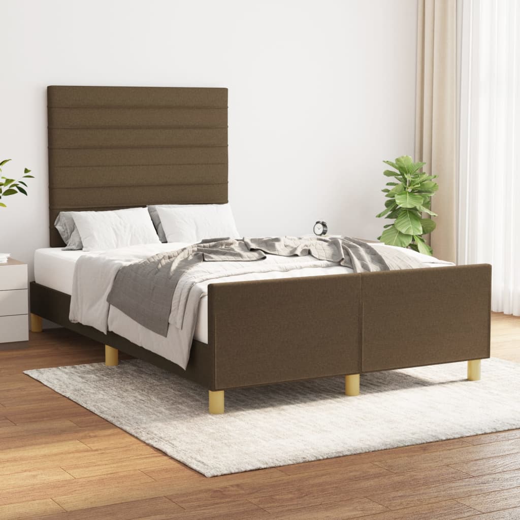 Rám Postele Bez Matrace Tmavě Hnědá 120 X 200 Cm Textil