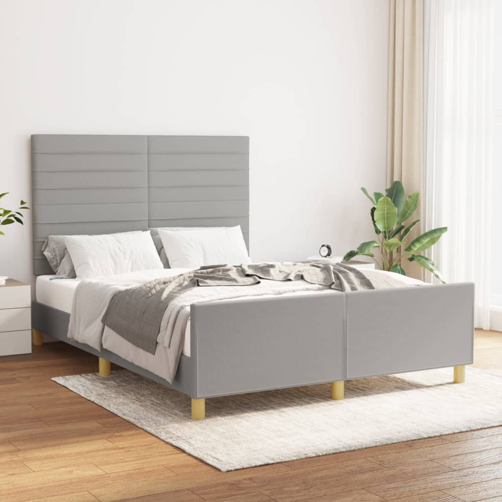 Rám Postele Bez Matrace Světle Šedý Textil Světle Šedá