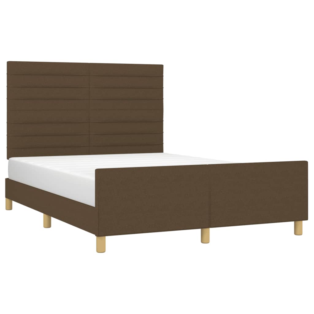 Rám Postele Bez Matrace Tmavě Hnědý 140 X 190 Cm Textil
