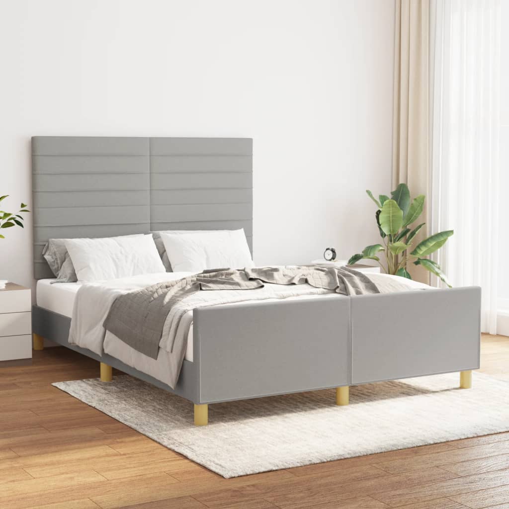 Rám Postele Bez Matrace Světle Šedý Textil Světle Šedá