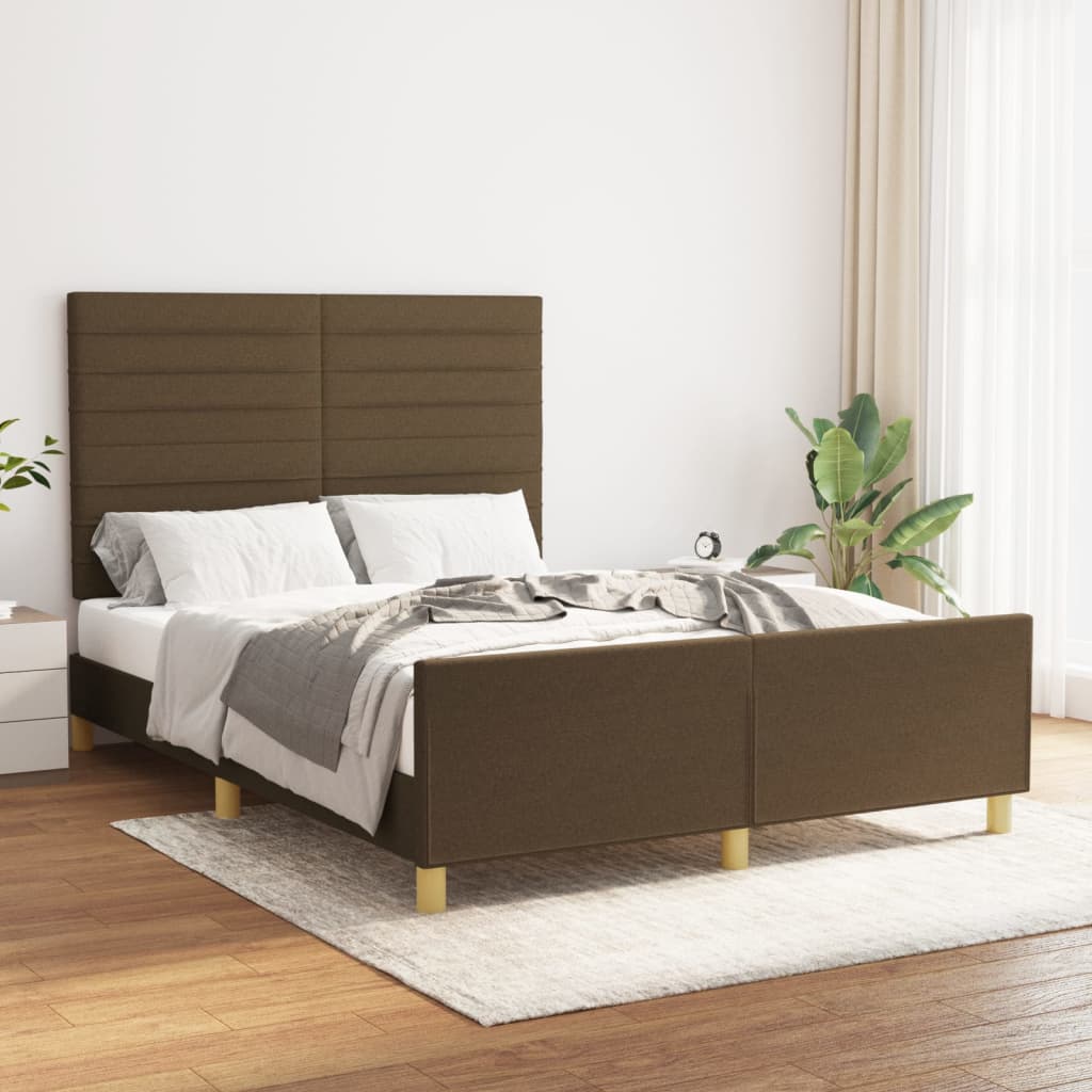 Rám Postele Bez Matrace Tmavě Hnědý 140 X 200 Cm Textil