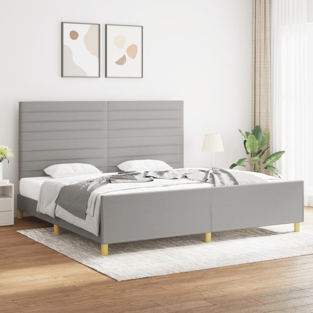 Rám Postele Bez Matrace Světle Šedý Textil Světle Šedá