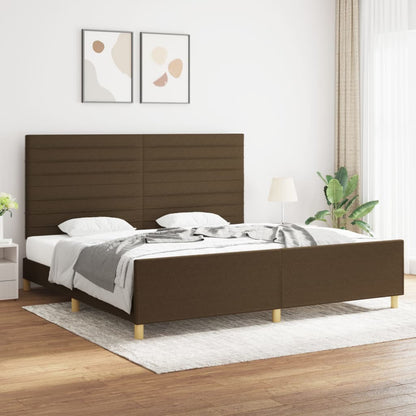 Rám Postele Bez Matrace Tmavě Hnědý 200 X 200 Cm Textil
