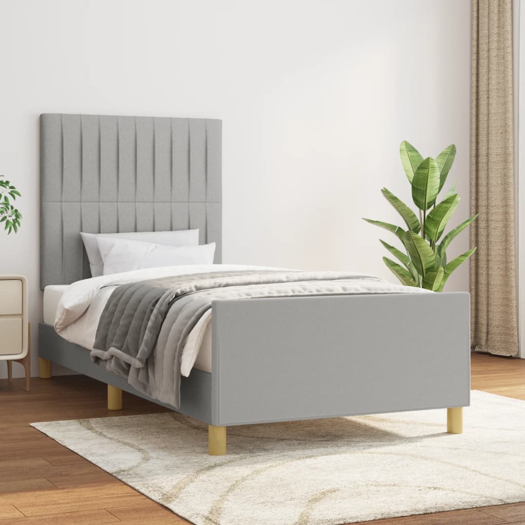 Rám Postele Bez Matrace Světle Šedý Textil Světle Šedá