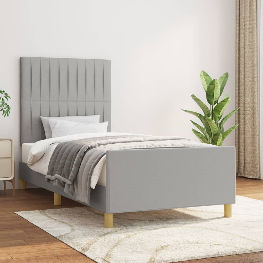 Rám Postele Bez Matrace Světle Šedý Textil Světle Šedá